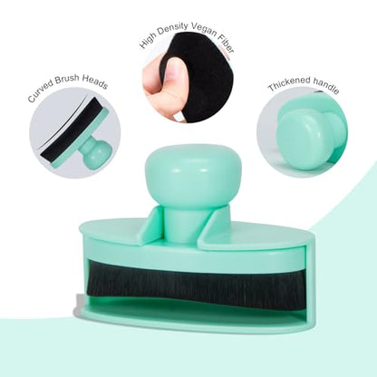 Yoseng Tire Shine Brush - Curved Brush Head & Large 3.8'' Tire Dressing Applicator with Storage Stand for Automotive Detailing, Car Enthusiasts, DIY Users,Vegan, Washable (Light Green) - color: Green