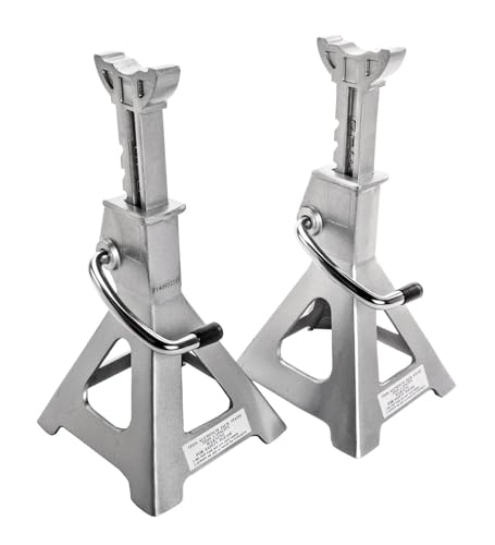 JEGS Aluminum Jack Stands | 3-Ton Capacity | Lightweight | Adjustable Height From 11 1/2 to 16 1/2 Inches | 1 Pair Per Package | Aluminum Jack Stands for lightweight alternative to steel jack stands; aluminum and steel construction