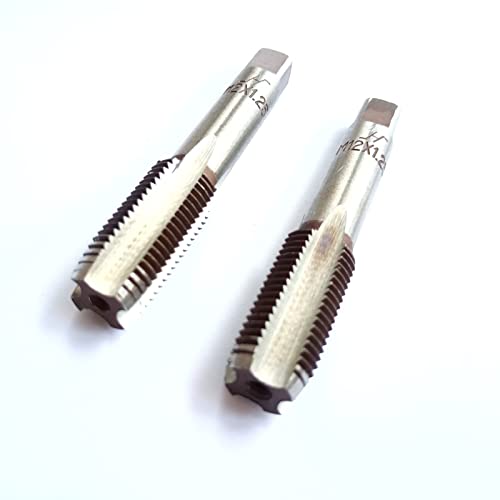 AtticZone M12 x 1.25 Metric Hand Thread Tap, Right Hand, Alloy Tool Steel, 1 Taper Tap, 1 Plug Tap for Metal Working DIY Industrial - size: M12x1.25