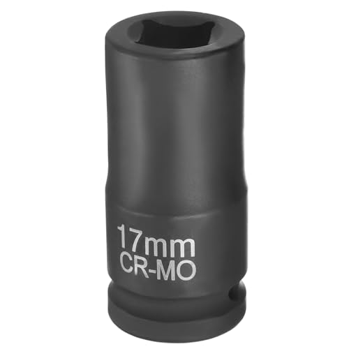 HARFINGTON 4 Point Square Socket 3/4" Drive 17mm Metric Square Impact Socket CR-MO Blackening Standard Wheel Sleeve Pneumatic Sleeve Tool for Auto Repair Mechanical Maintenance Home Use - size: 3/4"/17mm