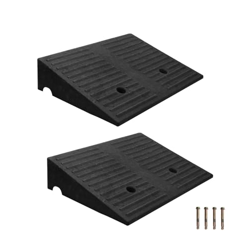 Curb Ramp 5 inch Rise Curb Ramps for Sidewalks Rubber 2 Pcs Driveway Ramps for Low Cars Curb Ramps for Driveway,Shed,Wheelchair 7000lbs Powersport Loading - size: 5"inch