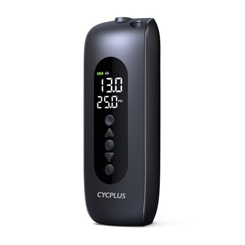 CYCPLUS Tire Inflator AL2, Cordless 150PSI Air Compressor, Dual LED Display | Accurate Pressure Gauge, Fast Inflation, Rechargeable Battery, Car Bike Motorcycle Tire & Ball Use, Compact Design - color: Light Black