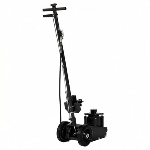 35 Ton Air Hydraulic Floor Jack, 77,000 LBS Capacity for Heavy Duty Trucks & Tractors, Low Profile 10 Inch, with 4 Adapters, Dual Power (Air/Manual Hydraulic), 46" Adjustable Handle - color: Black, size: 35 Ton
