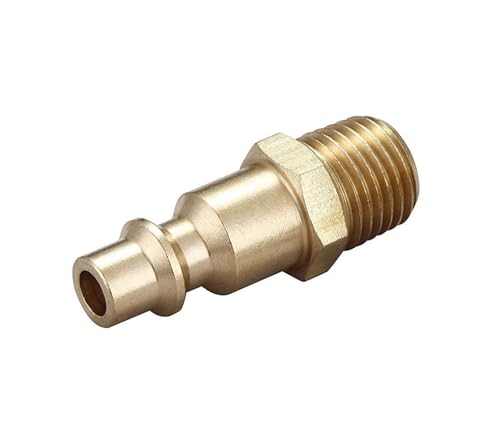 Brass 1/4-Inch NPT Male Industrial Air Hose Quick Connect Adapter, Air Coupler and Plug Kit, Air Compressor Fittings, 10pcs (Male NPT) - size: Male Plug 10 Piece Kit