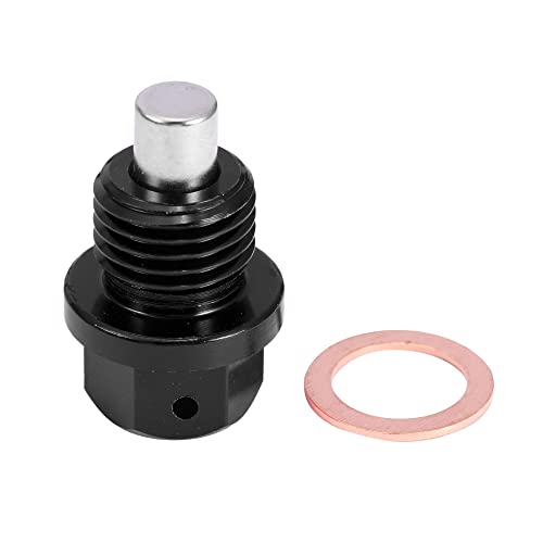 X AUTOHAUX 2 Set M14x1.5 Oil Drain Plug Magnetic Aluminum Alloy Sump Drain Nut Oil Drain Bolt with 2 Washer for Car Motorcycle Black - size: M14x1.5