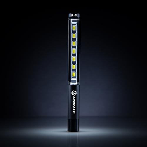 Unilite PL-3 LED Inspection Light – 275 Lumen Aluminum Body, Magnetic Base, Anti-Roll Design, 3 Light Modes, Pocket Clip, IPX4 Water & 1m Drop Resistant