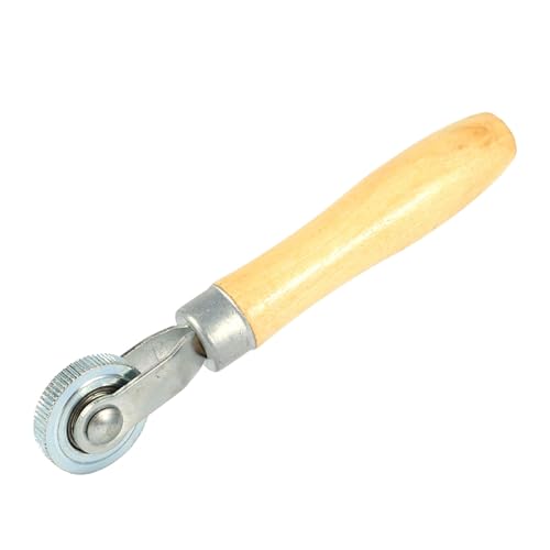 Tbest Patch Tire Repair Tool Tire Patch Roller Bearing Roller Tool with Wooden Handle for Tubeless and Tubed Tyres Air Bubble Removal 4cm Wheel 18cm Length