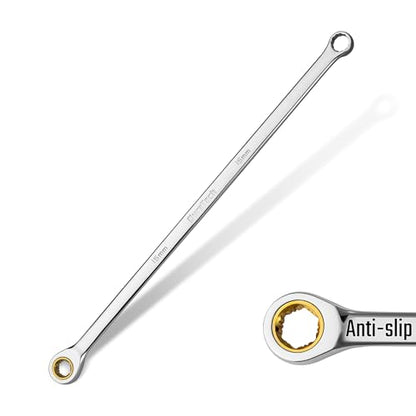 DURATECH 15mm Extra Long Anti-Slip Ratcheting Wrench, Double Box End Wrench, 12-point, Metric, CR-V Steel - size: 15mm