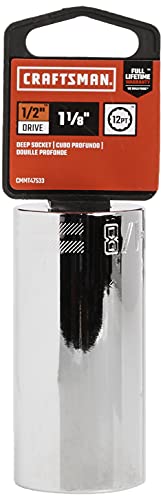 CRAFTSMAN Deep Socket, SAE, 1/2-Inch Drive, 1-1/8-Inch, 12-Point (CMMT47533) - size: 1-1/8"