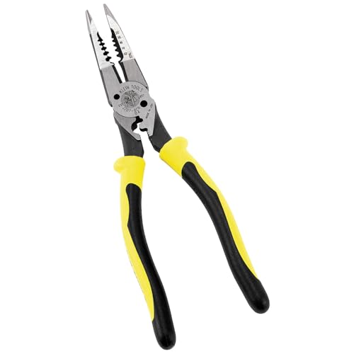Klein Tools J207-8CR Needle Nose Pliers, Made in USA, All-Purpose Linesman Pliers for Crimping, Looping, Cutting, Stripping, Crimping, Shearing - style: Crimper