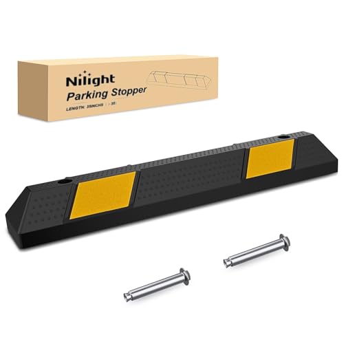 Nilight 36 Inch Parking Curb - Heavy Duty Rubber Garage Driveway Wheel Parking Stopper Blocks for Cars, SUVs, and Trucks - size: 36" 1-Pack