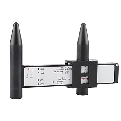Wheel PCD Gauge, Rim Bolt Pattern Measuring Tool, PCD Ruler, Lug Bolt Pattern Gauge for 4 5 6 8 Holes Sliding Caliper