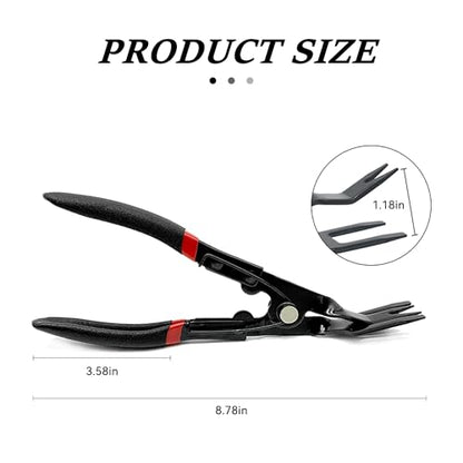 Panel Clip Removal Plier, Automotive Door Panel Upholstery Trim Clip Removal Tool, Remove Push Pin and Press in Trim Clip Fasteners Lift Action Plier (Black) - color: Black
