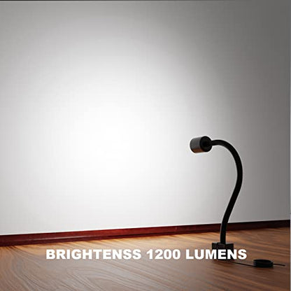 LED Machine Light with Strong Magnetic Base and Flexible Gooseneck for Lathe and Drill Press, 1200 Lumens, 12W 120V