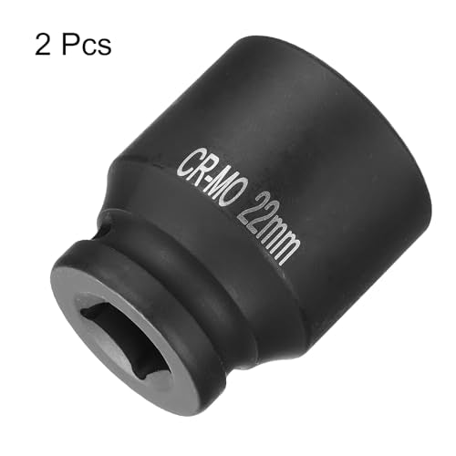 HARFINGTON 2pcs 4 Point Square Socket 1/2" Drive 22mm Metric Square Impact Socket CR-MO Blackening Standard Wheel Sockets Pneumatic Socket Tool for Auto Repair Mechanical Maintenance Home Use - size: 22mm
