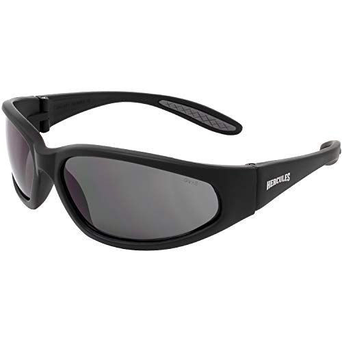 Global Vision Hercules Motorcycle Sunglasses Safety Riding Glasses Anti-Fog ANSI Rated - color: Black Frame/Smoke Lens