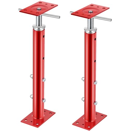 Yaocom 2 Pcs Adjustable Jack Post, 19"-36" Height Range, Basement Floor House Screw Jacks for Lifting Joist Beam Brace for Cellar Ceiling, Center Point Load Capacity 11023 Lbs, Red - color: Red, size: 19"-36"