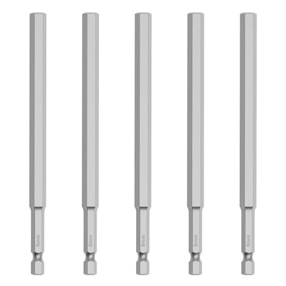 5 Pcs H8 S2 Steel Hex Bit, 8mm, 150mm Length, 1/4" Shank | Magnetic Hex Allen Wrench Screwdriver Bit, 1/4" Hex Shank, Impact Driver Bit for Furniture, Auto Repair & DIY - size: H8, style: 150mm