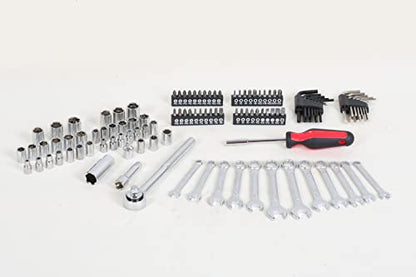 MECHMAX 121-Piece Mechanics Tool Set, 1/4 & 3/8-Inch Drive | Metric and standard SAE socket wrench kit. General automotive repair hand tool set for car mechanics and garage DIY - style: 121 Piece