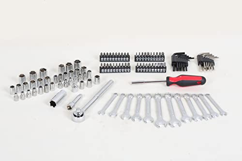 MECHMAX 121-Piece Mechanics Tool Set, 1/4 & 3/8-Inch Drive | Metric and standard SAE socket wrench kit. General automotive repair hand tool set for car mechanics and garage DIY - style: 121 Piece
