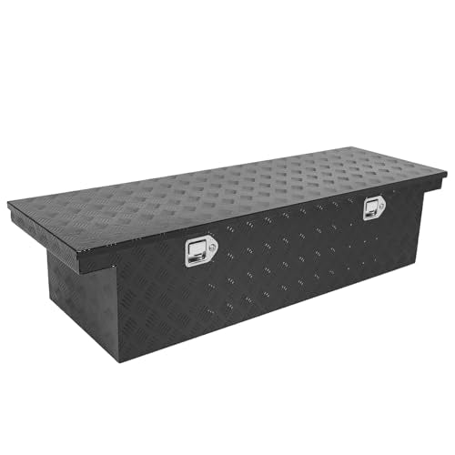 Crossover Tool Box Deep 14" H x 20" D x 60" L Waterproof Lockable Aluminum Black Truck Storage Box Compatible with Chevy Colorado,Ford Ranger,GMC Canyon（For Mid-Size Trucks - color: Black, size: 60"x20"x14"