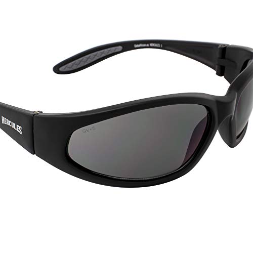 Global Vision Hercules Motorcycle Sunglasses Safety Riding Glasses Anti-Fog ANSI Rated - color: Black Frame/Smoke Lens