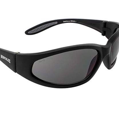 Global Vision Hercules Motorcycle Sunglasses Safety Riding Glasses Anti-Fog ANSI Rated - color: Black Frame/Smoke Lens