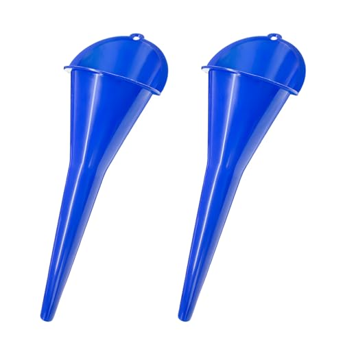 Sun Walker 2PCS Oil Funnel, Multi-Purpose Plastic Engine Oil Funnels with Long Neck, Automotive Spill Saver Funnel for Filling Fuel Diesel Lubricant Coolant & Other Liquids (Blue) - color: Blue