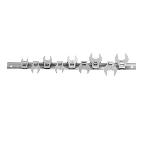 HARFINGTON 11pcs Drive Crowfoot Wrench Set 3/8" Crowfoot Flare Nut Wrench Set 10mm - 22mm Drive Metric Crowfoot Wrench with Clip-on Organizer for Mechanics Automotive Repair Work