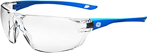 GE Safety Glasses, ANSI Z87.1, 03 Series, Anti-scratch Lens, 99.9% UV Protection, EN 166, 12 Pack - color: Blue