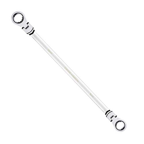 BULLTOOLS Flex-Head Extra Long Ratcheting Wrenches Double Box End Chrome Vanadium Steel 72-Tooth Wrench with Metric 8 mm x 10 mm - size: 8mmx10mm