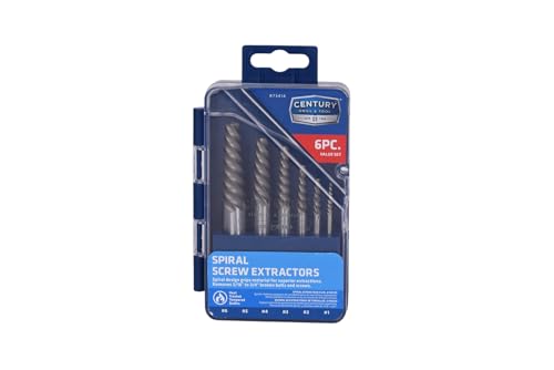 Century Drill & Tool 73414 Spiral Flute Screw Extractor Set, #1 - #6, Heat-Treated Steel, Superior Grip for Extracting Broken Screws and Bolts with Ease - size: 6-piece Spiral Flute