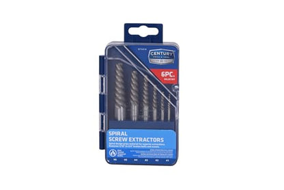 Century Drill & Tool 73414 Spiral Flute Screw Extractor Set, #1 - #6, Heat-Treated Steel, Superior Grip for Extracting Broken Screws and Bolts with Ease - size: 6-piece Spiral Flute