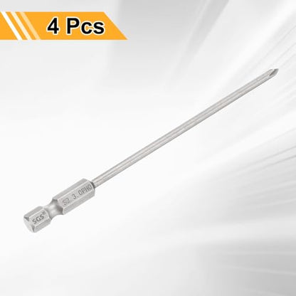 HARFINGTON 4pcs #0 Phillips Screwdriver Bit PH0 1/4" Hex Shank 4.3" (110mm) Long 0.12" Rod Magnetic Cross Head Drill Bits S2 Steel Industrial Screw Driver Bit for Electric Power Tools, Gray - size: PH0 x 4.3" x 0.12"