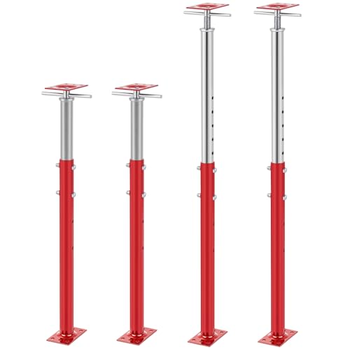 Yaocom 2 Pcs Adjustable Jack Post, 37"-61" Height Range, Basement Floor House Screw Jacks for Lifting Joist Beam Brace for Cellar Ceiling, Center Point Load Capacity 11023 Lbs, Red - color: Red, size: 37"-61"