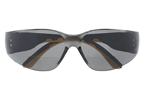 CAT TRACK Safety Glasses with Bifocal Readers, Clear or Smoke Lens, Anti-Fog, +1.0, +1.5, +2.0, +2.5, +3.0 Diopters - color: Smoke, size: +2.0 Diopter