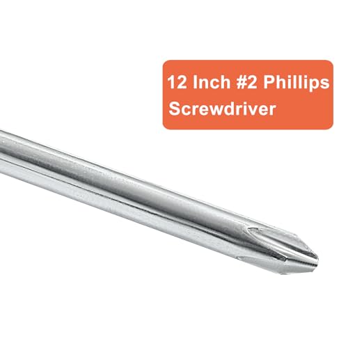 Piutouyar 12 Inch Phillips Screwdriver, #2 Magnetic Tip Screwdrivers | Extra Long Chrome-vanadium Steel Shaft , Cross Head Screwdriver, Long Screwdriver for Repair Home Improvement - size: 12 Inch #2