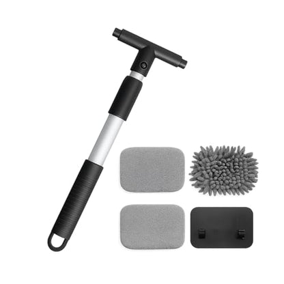 Car Windshield Cleaner Tool, Extendable Handle Rectangular Vehicle Window Cleaner with 3 Washable and Reusable Microfiber Pads, Auto Windscreen Cleaning Tool, Universal Fit - size: Rectangular