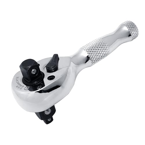 Der Erwachte 3-in-1 Stubby Ratchet Handle | 1/4 ", 3/8 ", 1/2" Drive Ratchet Wrench, 72-Tooth, Reversible Switch, Full-Polished Chrome Plating, Chromium Vanadium Steel - size: 3IN1 Stubby Ratchet
