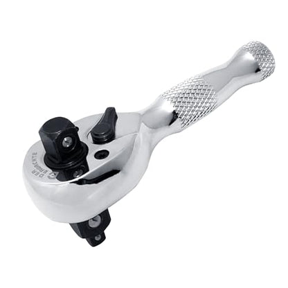 Der Erwachte 3-in-1 Stubby Ratchet Handle | 1/4 ", 3/8 ", 1/2" Drive Ratchet Wrench, 72-Tooth, Reversible Switch, Full-Polished Chrome Plating, Chromium Vanadium Steel - size: 3IN1 Stubby Ratchet