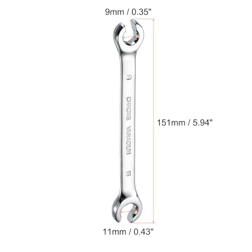 HARFINGTON Flare Nut Metric Wrench 9mm x 11mm CR-V Mirror Polished Chrome Plating Metric Wrench for DIY Hand-making Automotive Repairs and Household Maintenance - size: 9mm x 11mm