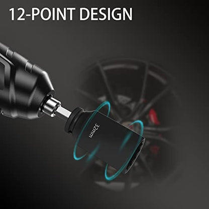 5PCS 1/2 Inch Drive Deep Spindle Axle Nut Impact Socket Set | 12 Point Metric, CR-MO, 30mm 32mm 34mm 35mm 36mm