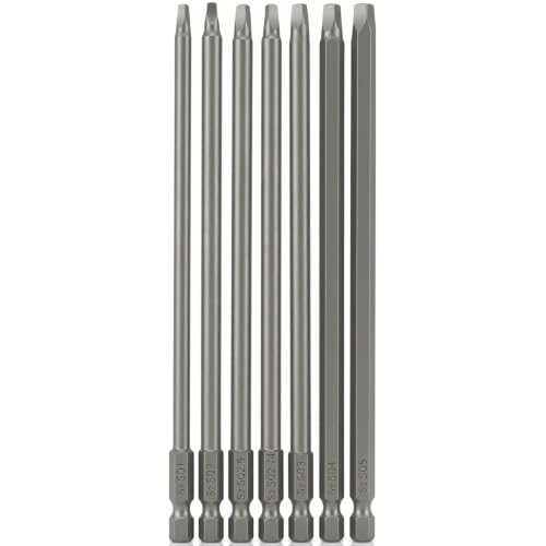 VESTTIO Square Head Screwdriver Bit Set 7PCS SQ1 SQ2 SQ2.5 SQ2.74 SQ3 SQ4 SQ5 1/4 Inch Hex Shank 6 Inch/150 mm S2 Steel with Magnetic for Power Screwdriver Drill Impact Driver - size: 7 SQ / 6 inch