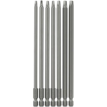 VESTTIO Square Head Screwdriver Bit Set 7PCS SQ1 SQ2 SQ2.5 SQ2.74 SQ3 SQ4 SQ5 1/4 Inch Hex Shank 6 Inch/150 mm S2 Steel with Magnetic for Power Screwdriver Drill Impact Driver - size: 7 SQ / 6 inch