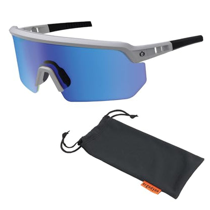 Ergodyne Skullerz AEGIR Safety Sunglasses, High Contrast Color Enhancing Mirrored Lenses, ANSI z87.1 - color: High Contrast Ice Blue Mirror Lens
