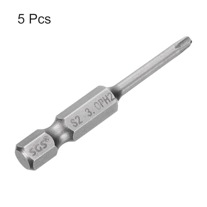HARFINGTON 5pcs #2 Phillips Screwdriver Bit PH2 1/4" Hex Shank 2" (50mm) Long Magnetic S2 Steel Industrial Grade Screw Driver Bit Cross Head Electric Drill Bits 0.118" (3mm) Rod - size: PH2 x 50mm x 3mm