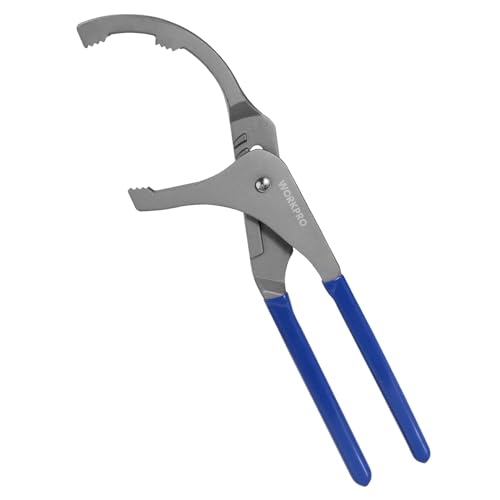 WORKPRO Oil Filter Wrench, 12" Oil Filter Removal Pliers Tools, 5-Position Adjustable Design Fits 2-1/2" to 3-3/4" in Diameter, Ideal for Engine Filters, Cars, and Trucks - size: 12"