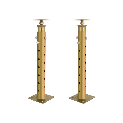 2 Pcs Adjustable Basement Floor Jack, 18"-36” (1'5"-3') Height Range, Floor Joist Screw Jack for Temporary Support Or Leveling, Heavy Duty House Floor Jack Height Capacity 5570lbs (2 Gold Jacks)