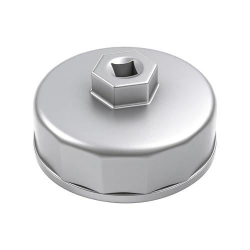 Heavy Duty 74mm 14 Flutes Oil Filter Wrench, 3/8" Square Drive Oil Filter Removel Tools, Oil Housing Cap Socket Remover Compatible with Most Cars Oil Filter Tool