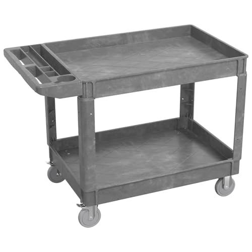 Heavy-Duty Utility Cart Tool Cart, Extra Large Rolling Carts with Storage Handle, Work Cart Service Carts for Garage Warehouse, Workshop, Office, School - color: Gray, size: 45 x 25 Inch